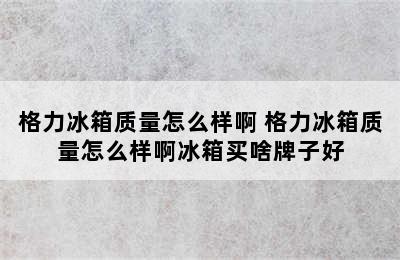 格力冰箱质量怎么样啊 格力冰箱质量怎么样啊冰箱买啥牌子好